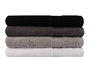 Aucune Juego de 4 toallas de baño - 70 x 140 cm - Blanco, Gris, Gris oscuro, Negro